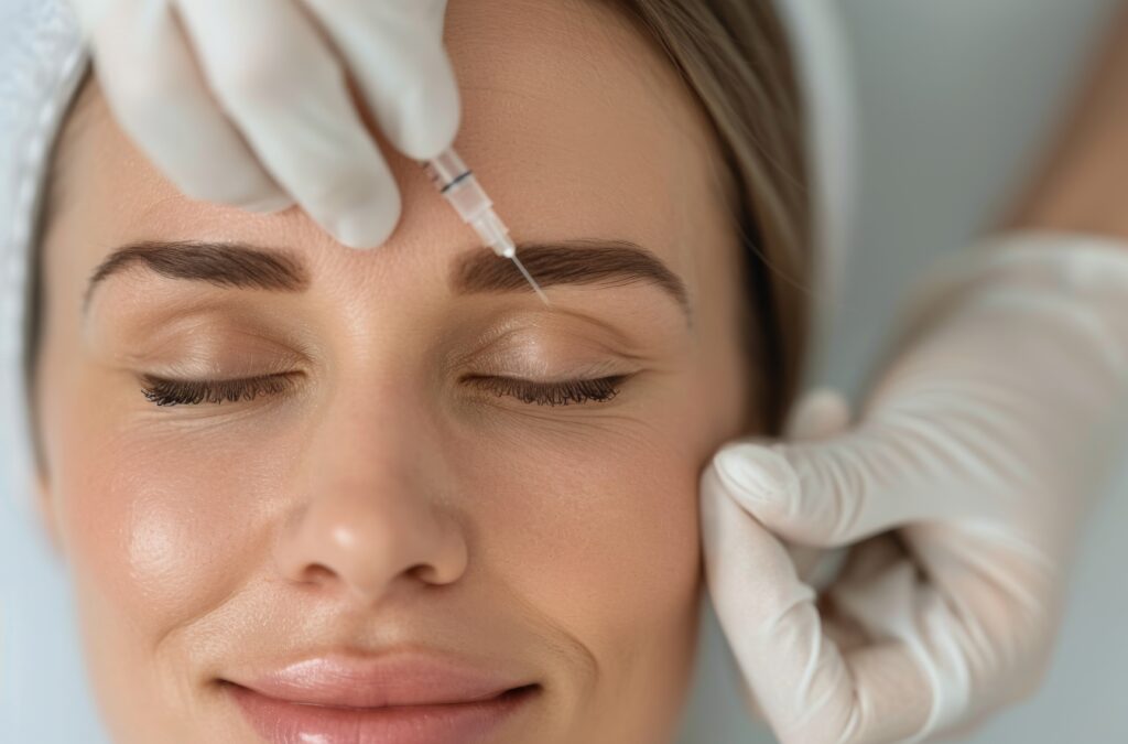 Woman Receiving Forehead Injection